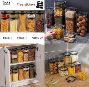 8pcs Transparent Acrylic Cereal /Pantry Storage Containers