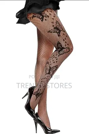 Butterfly Print Fishnet Stockings