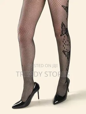 Butterfly Print Fishnet Stockings