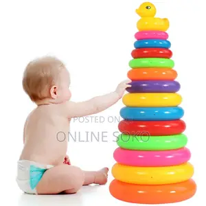 Kids Colourful Plastic Tower Stacking Rings Educational Toy