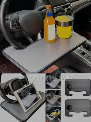Wooden Slotted Steering Wheel Table Tray