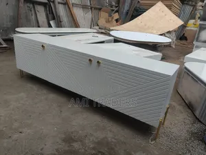 6ft Golden White Tv Stand