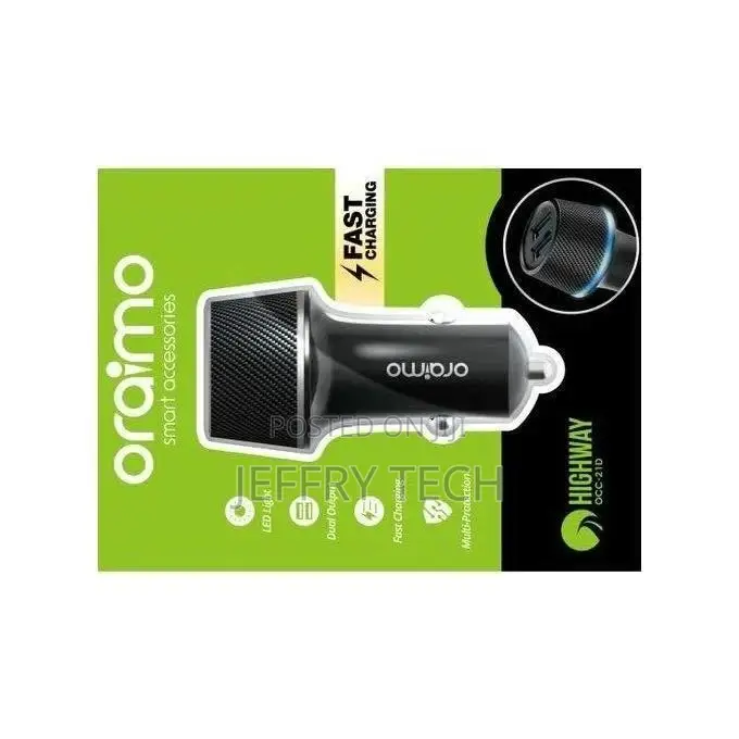 Oraimo Car Charger Dual USB OCC-21D - BLACK.