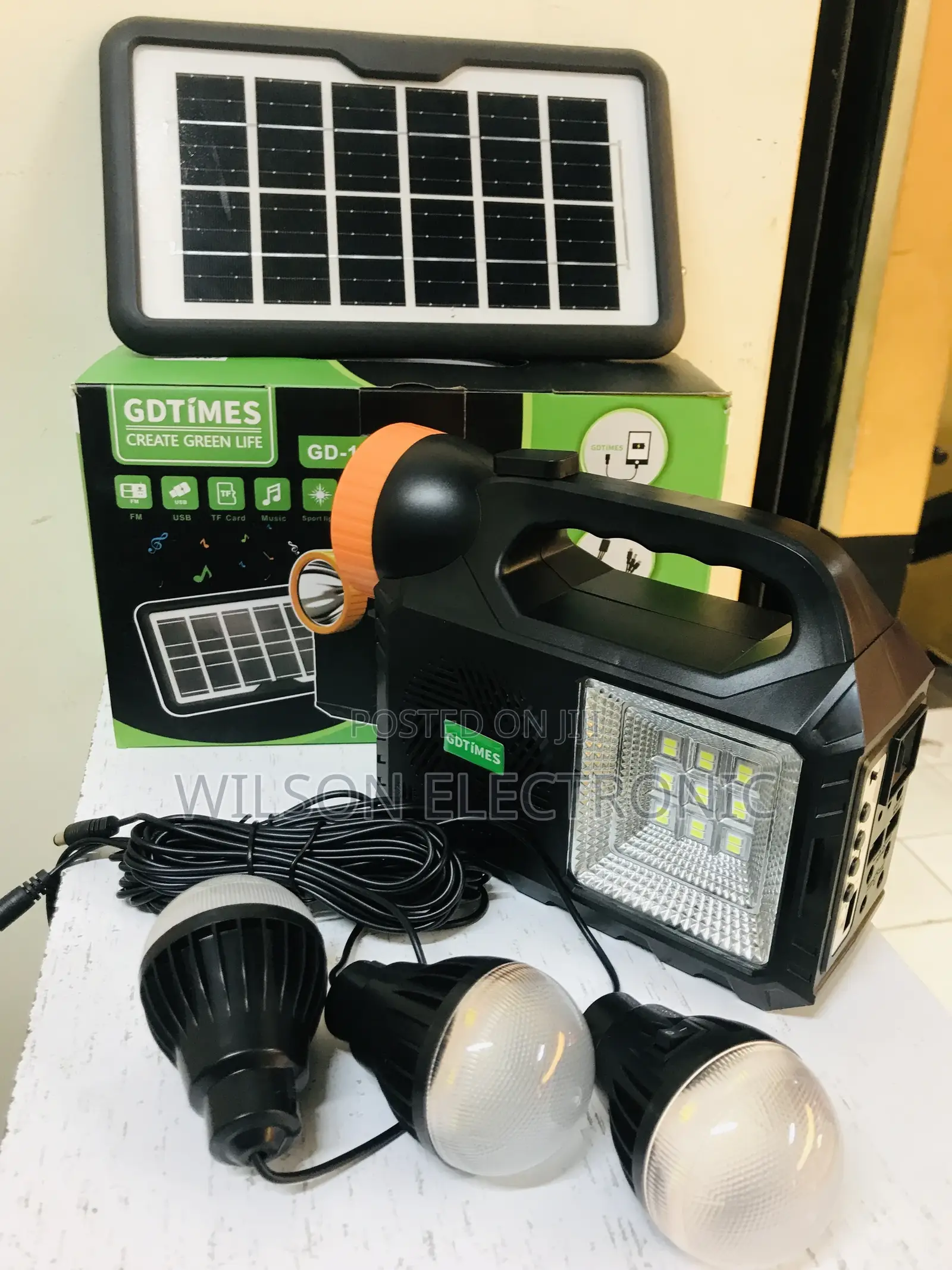 GDTIMES Rechargeable Solar System With Fm.