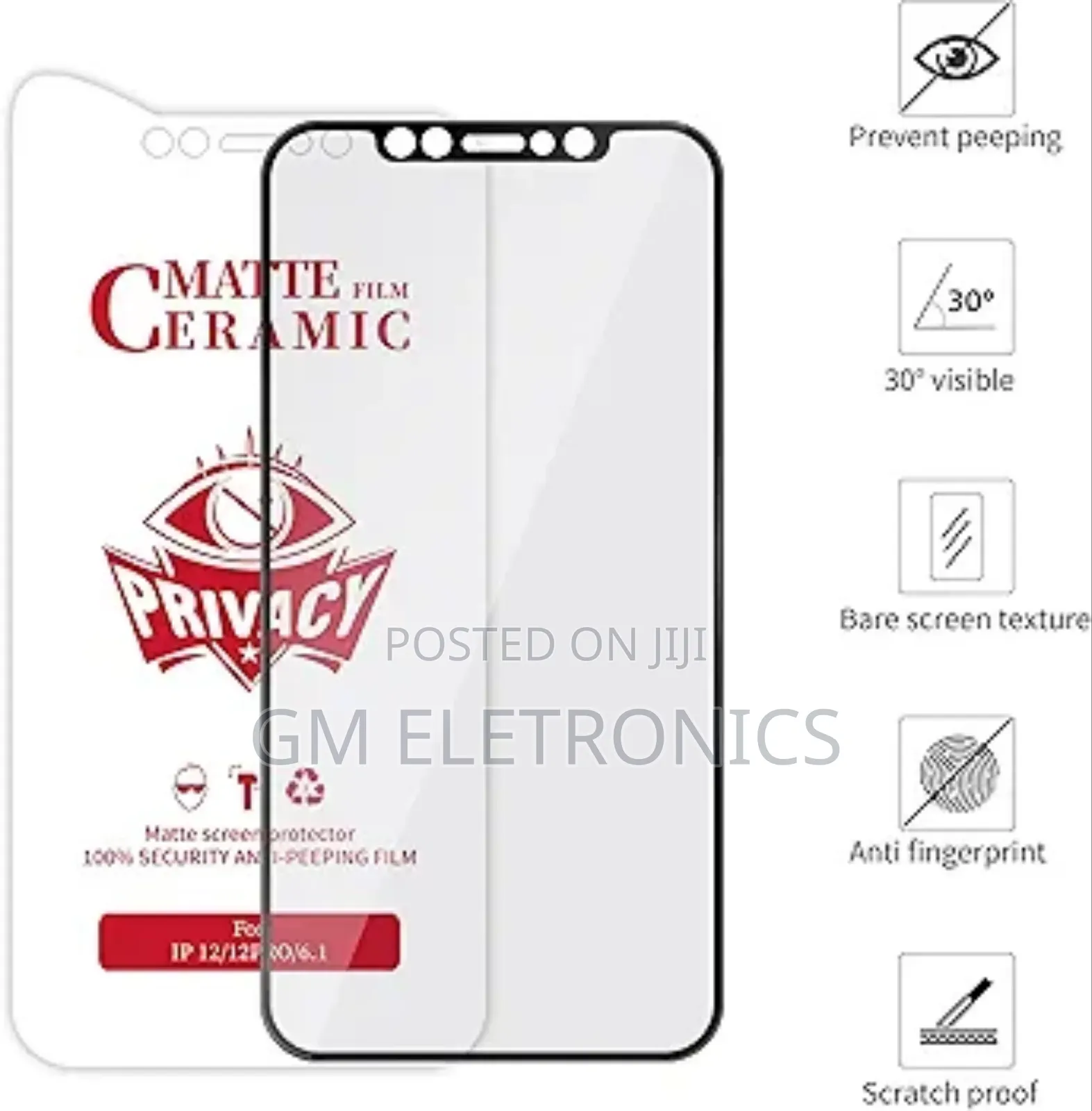 Privacy 9D Ceramic Screen Protector For iPhones.