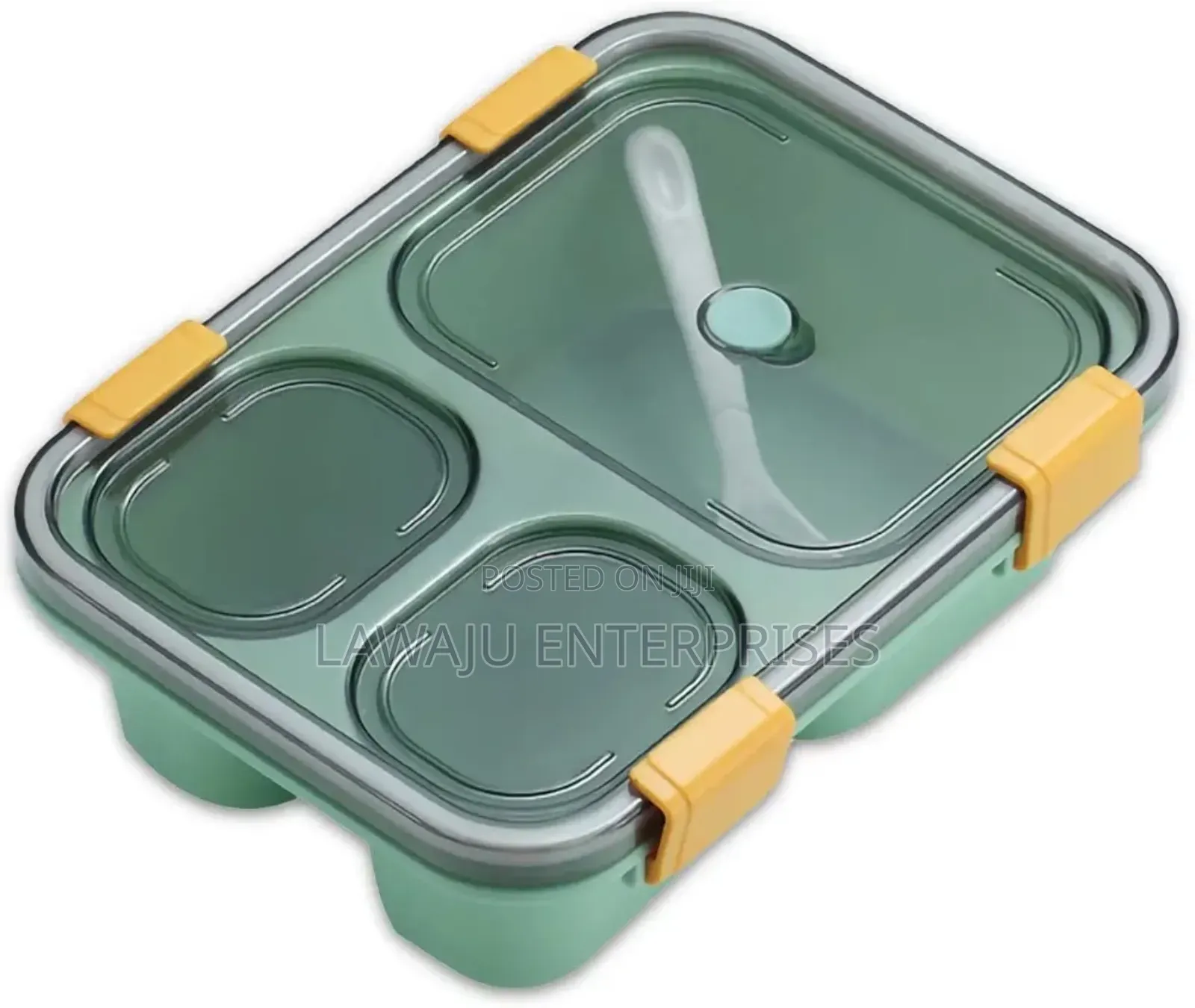 Green 3 Compartment Bento Box