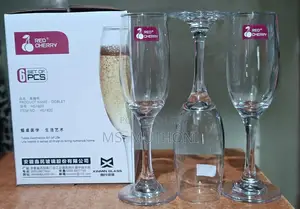 6 Pieces 180ml Red Cherry Champagne Glass