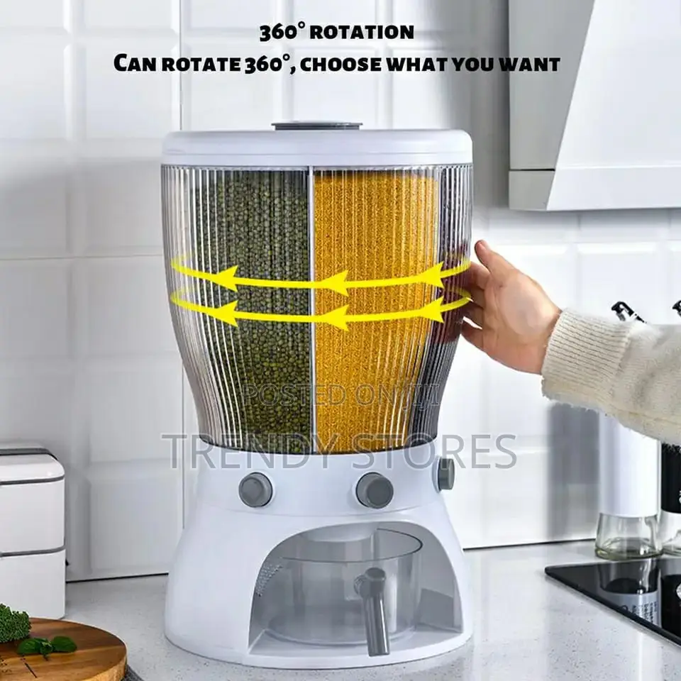 White Partitioned Rotating Cereal Dispenser