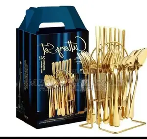 24pcs Stainless Steel Golden Cutlery Set Available