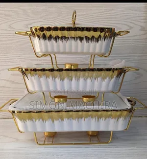 Ceramic White and Gold/Silver Chaffing Dish