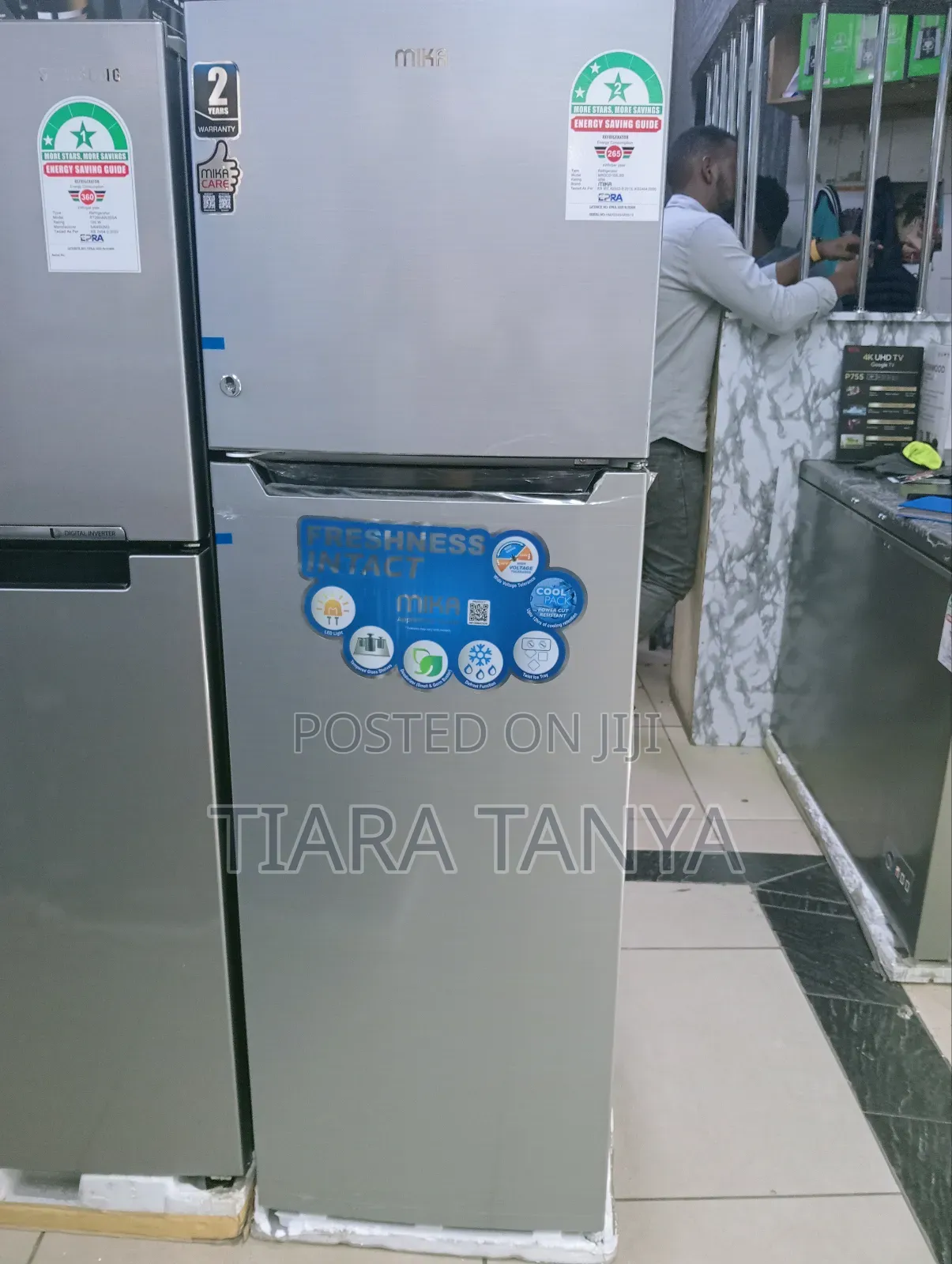 Mika Fridge 168 Litres Direct Cool, Double Door, Silver