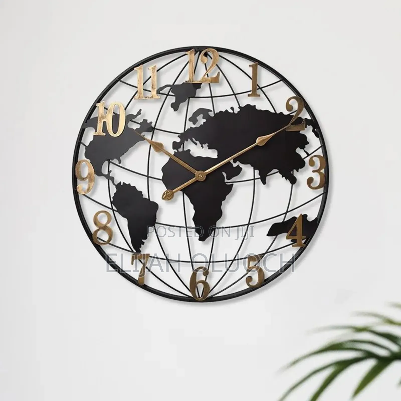 Large World Map Wall Clock