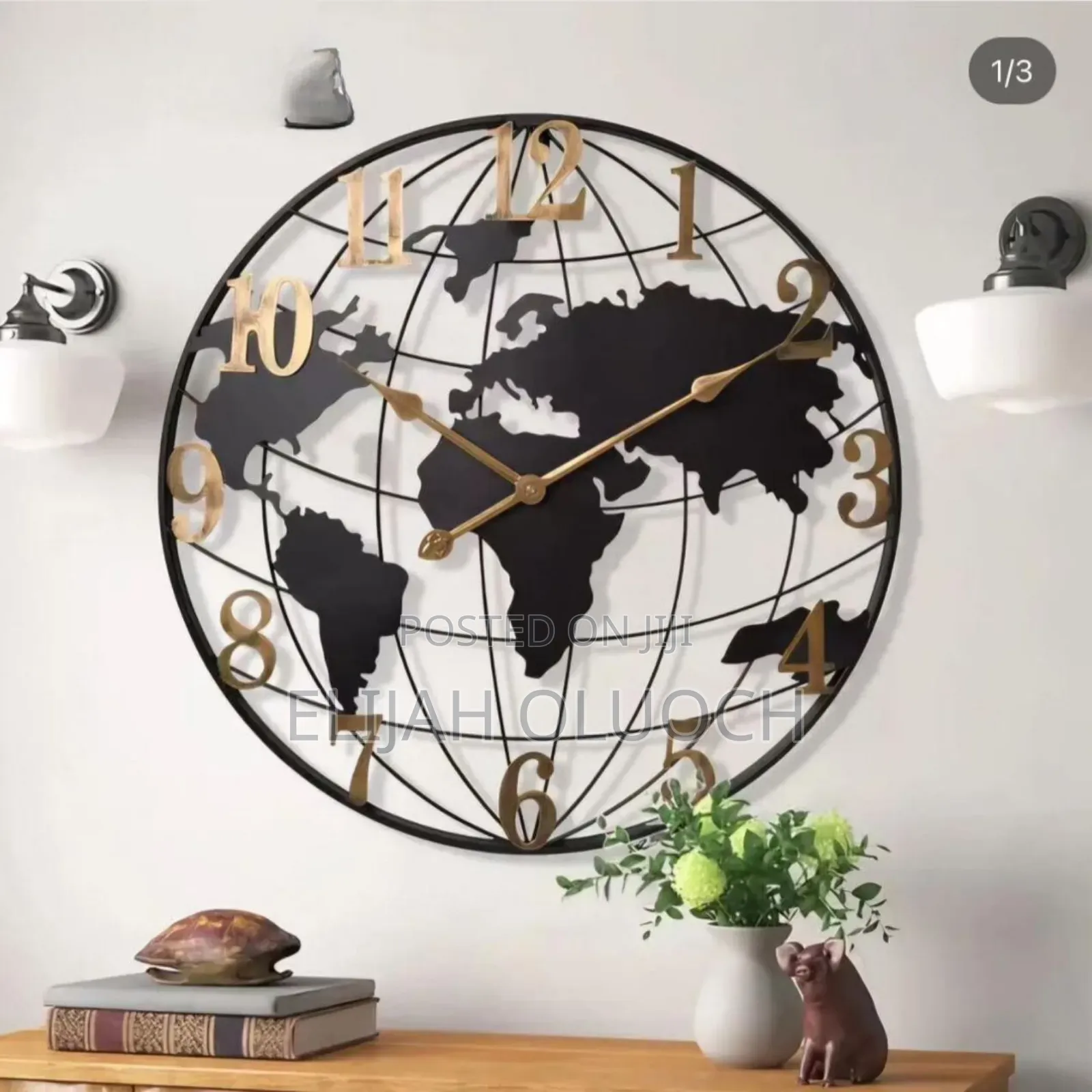 Large World Map Wall Clock