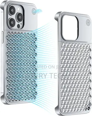 Metal Cooling Simple Phone Case for iPhone 15 Pro Max (Silve