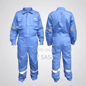 Sky Blue Coverall With Reflective Strips