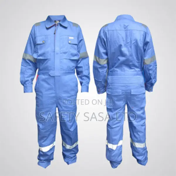Sky Blue Coverall With Reflective Strips