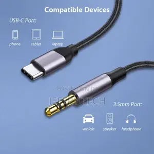 USB Type C to 3.5 MM Jack AUX Cable DAC Type-C Audio Kabel F