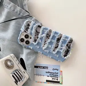 Denim Fabric Suitable for iPhone 14/15 Promax Phone Case Wit