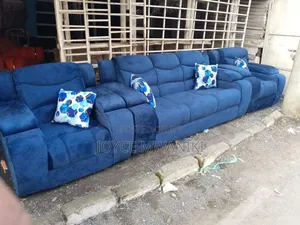 Semi Recliner, 5 Seater Navy Blue 