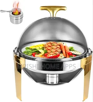 Roll Top Chaffing Dishe With Gold Stand