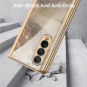 Marble Patterned Glass Case For Samsung Galaxy Z Fold 3 -bro