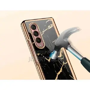 Marble Patterned Glass Case For Samsung Galaxy Z Fold 4 -mul