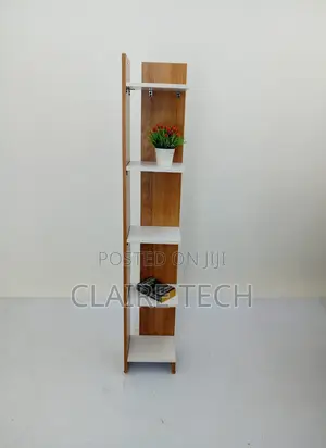 Sly Corner Bookshelf Décor Stand Teak and White