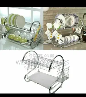 2 Tier Dish Rack Stainless Steel, With Drain Board*