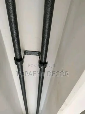 Grey Double Powder Coated Curtain Rods Anda Ceiling Bracket