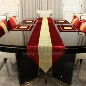 Red Luxury Gold Rhinestone Table Runner
