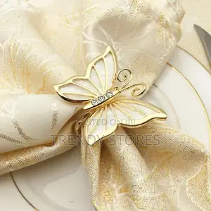 6 Golden Butterfly Napkin Holder