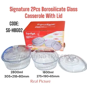 2pc Borosilicate Casserole With Lid /Baking Glass Tin