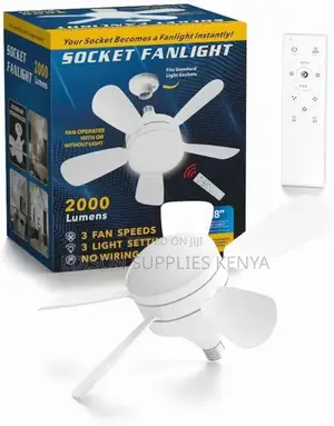 Socket Fan Light Ceiling Fan Bulb 18" Led Bulb With Remote