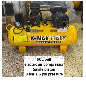KMAX 50L Belt Electric Air Compressor 1 Piston 8 Bar 116 Psi