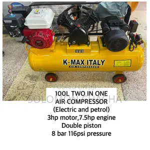 100 LTRS 2in1 Air Compressor 3hp Motor 7.5hp 2 Piston 8 Bar