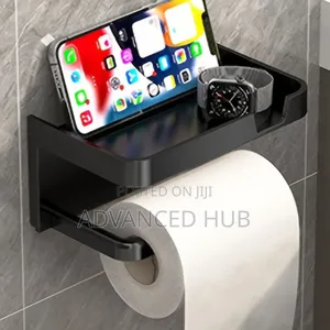 Wall Mounted Toilet Paper Holder With Added Shelf