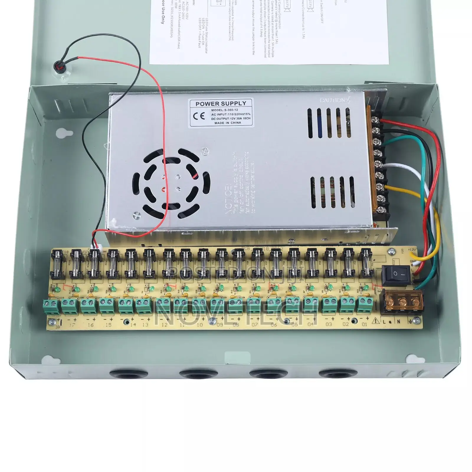12VDC 18CH 30A Security Camera Power Supply Box CCTV DVR