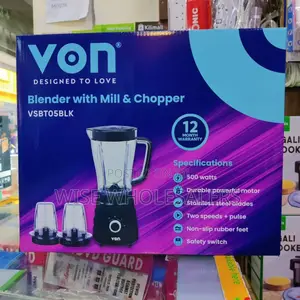 Von Vsbt05blk 3 In 1 Blender + Mill + Chopper 1.5l, 500w..