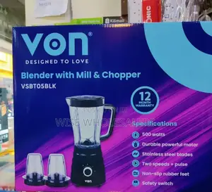 Von Vsbt05blk 3 In 1 Blender + Mill + Chopper 1.5l, 500w ..
