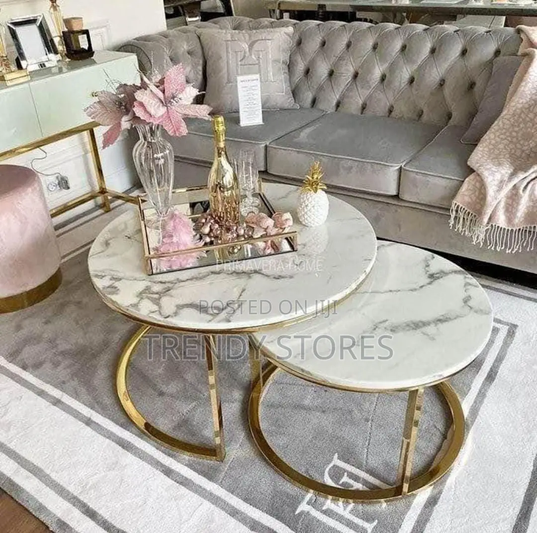 Marble Glass Top Nesting Tables