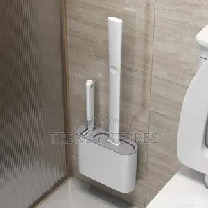 Grey Long Handle Silicone Toilet Brush