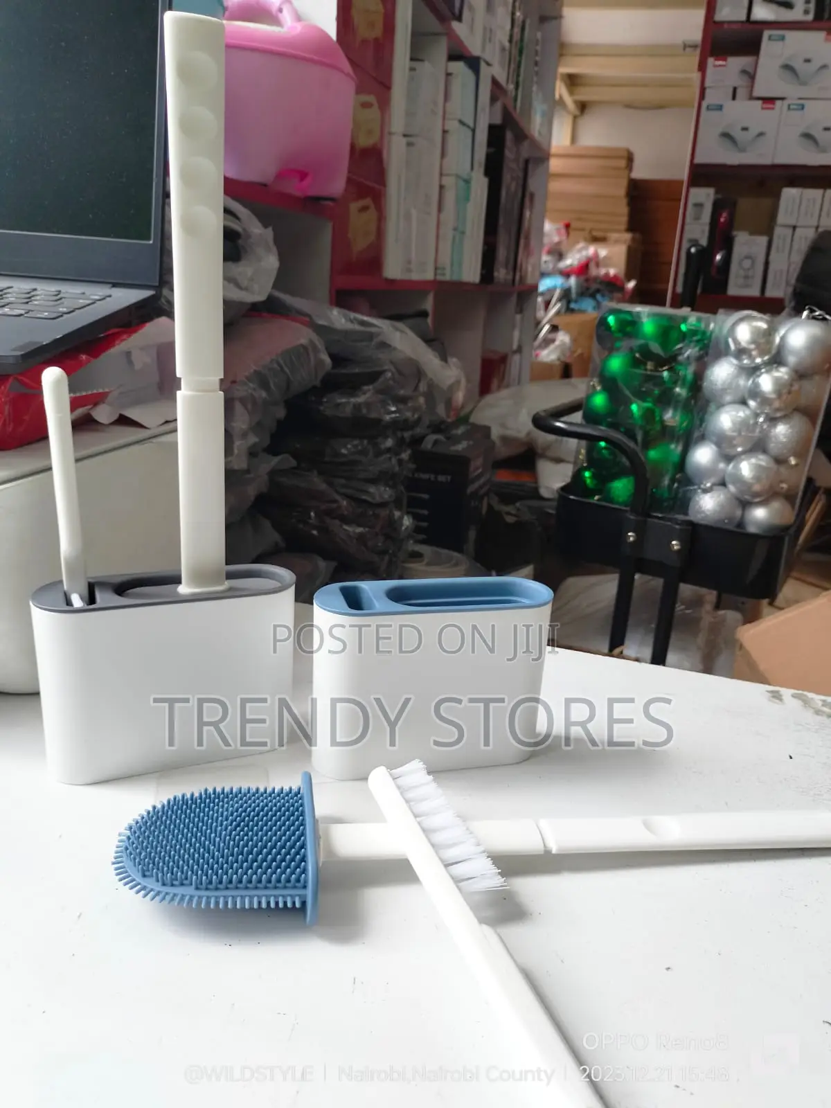 Blue Long Handle Silicone Toilet Brush