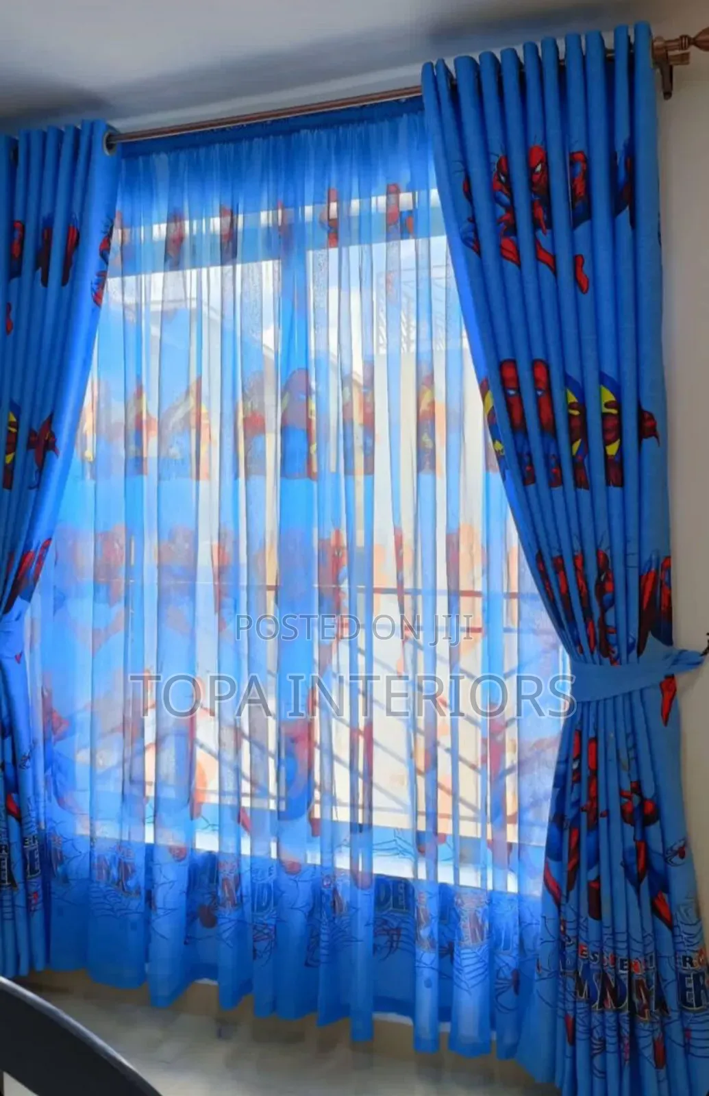 Kids Cartoon Themed Spider Man Curtains