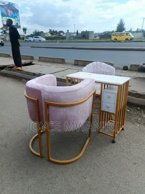 Manicure Set, Gold And Pink With Marble Table