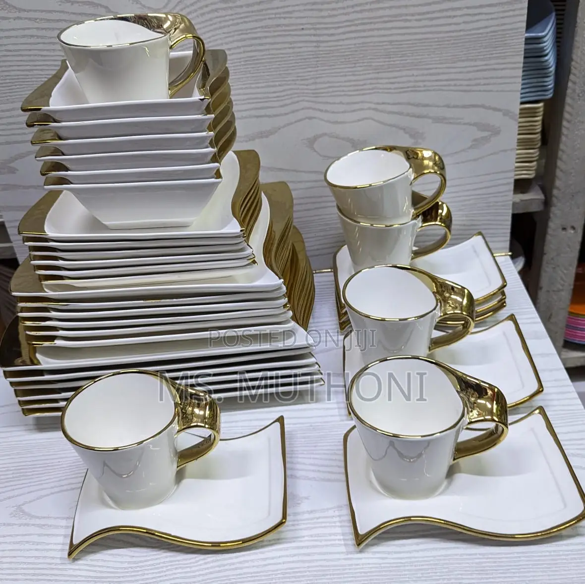 30pcs Wavy Ceramic White Dinner Set With Now Available