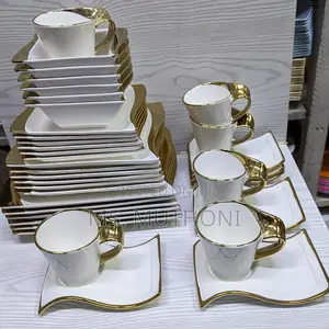 30pcs Wavy Ceramic White Dinner Set With Now Available