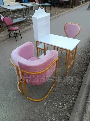 Manicure Set, White and Pink With Gold Frame 