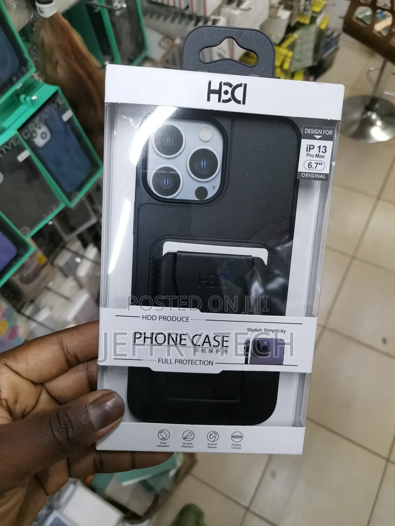 iPhone 13 Pro Max Leather Luxury With Card - Black
