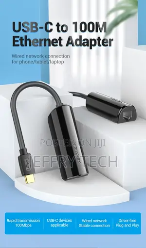 Vention CFABB USB-C to 100M Ethernet Adapter 0.15M(Black)