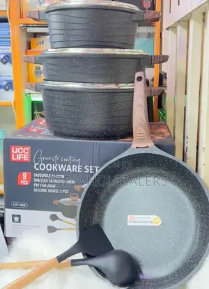 9pcs Ucc Life Granite Nonstick Cookware Set Black ...